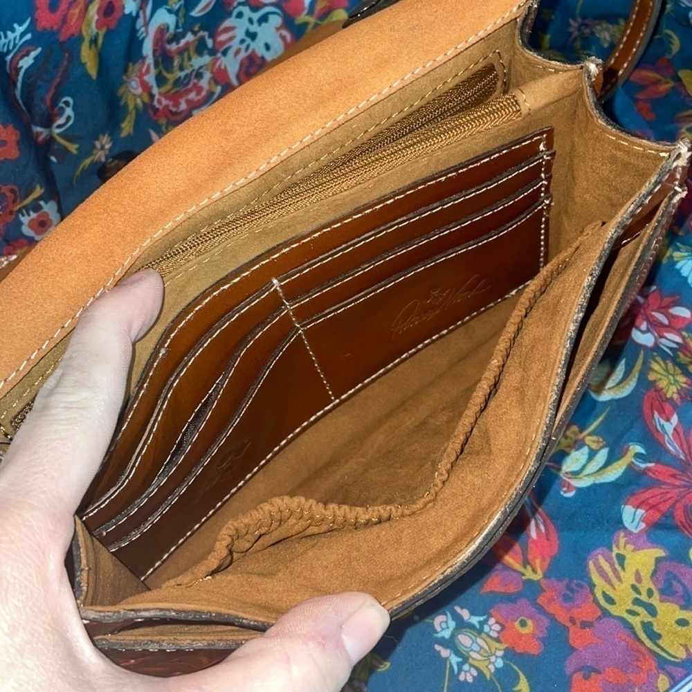 Brand New Patricia Nash Genuine Tooled Leather Lanza Crossbody Purse Florence - Picture 13 of 16